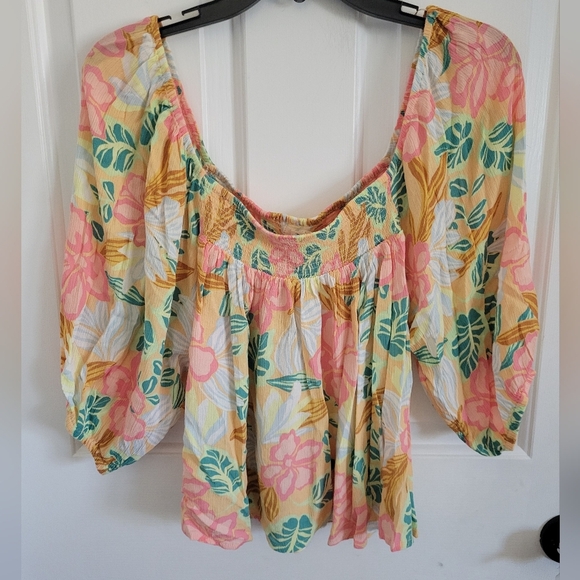 Rip Curl Women's Follow The Sun Off-the-shoulder Floral Crop Top Size Small - Picture 1 of 7